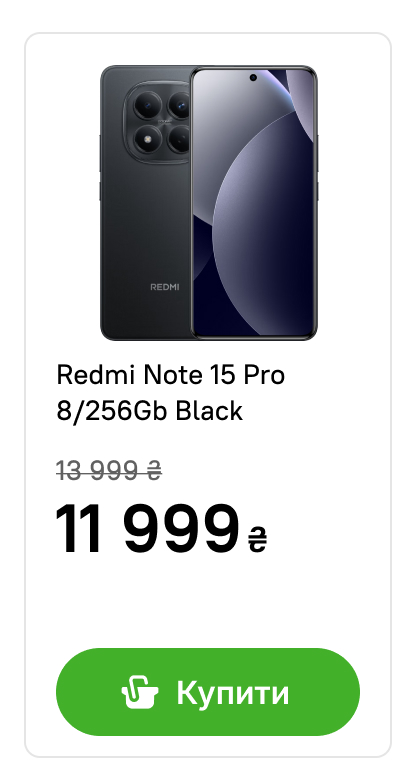 Смартфон Xiaomi Redmi Note 15 Pro 8/256Gb Black